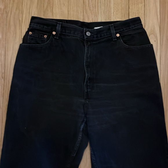 Levi’s women’s VINTAGE 550 Relaxed Fit Tapered Leg black denim jeans size 16L - Picture 5 of 12
